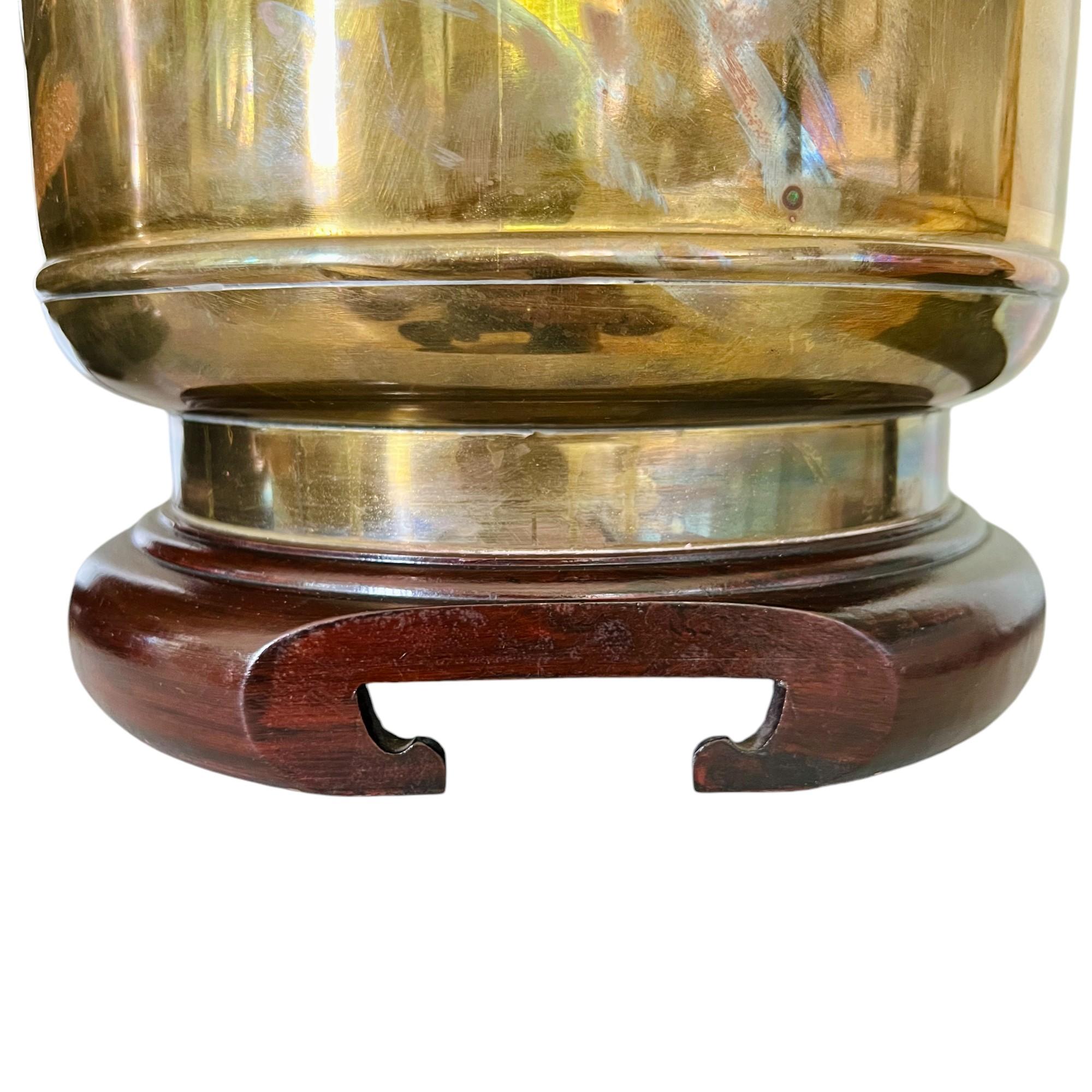 Vintage Frederick Cooper Chinoiserie Brass Drum Table Lamps, a Pair 5