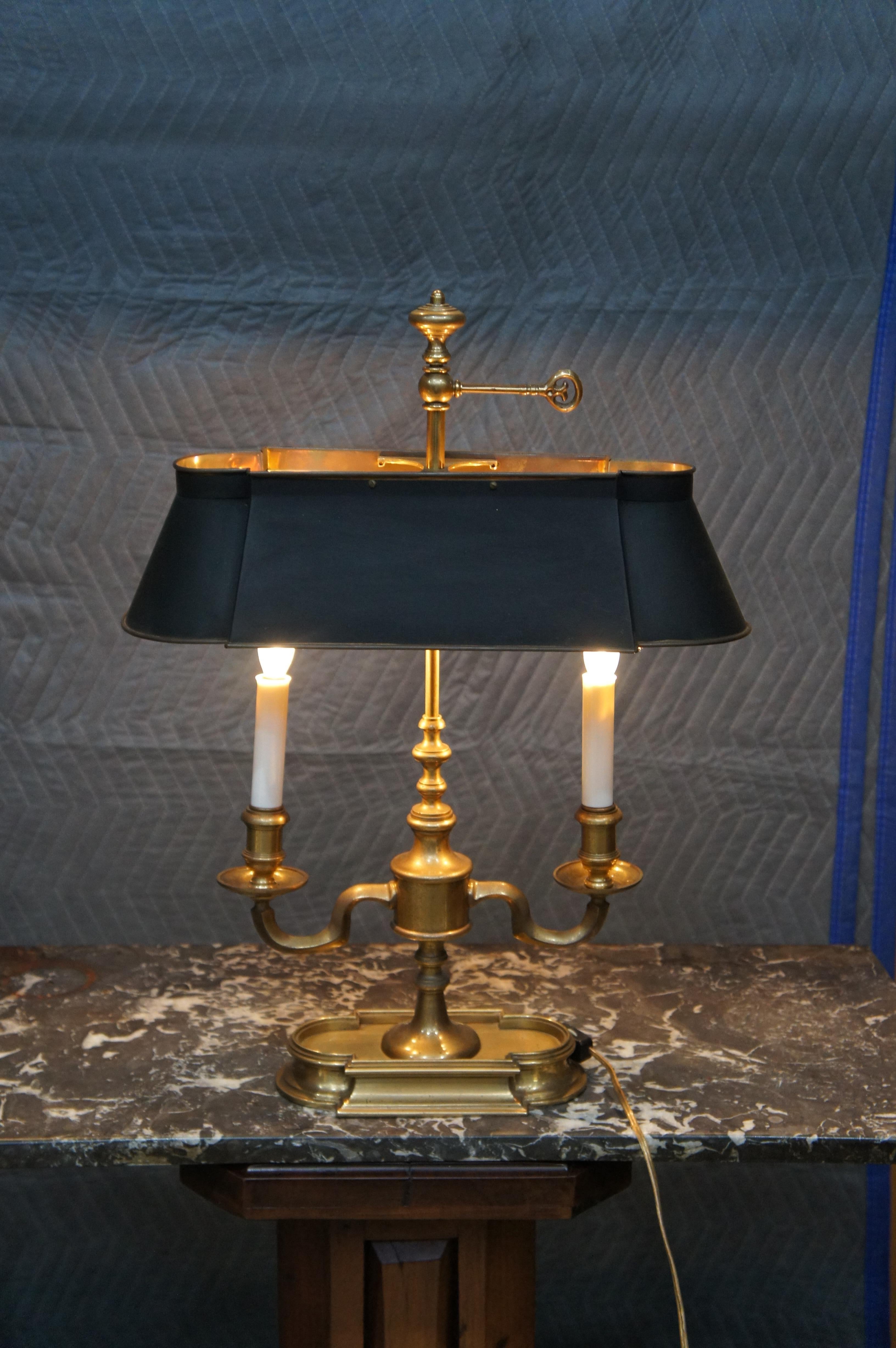Vintage Frederick Cooper French Directoire Bouillotte Brass Lamp Tole Shade 23