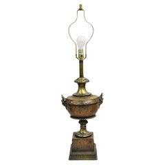 Vintage Frederick Cooper Italian Neoclassical Distressed Wood Urn Table Lamp