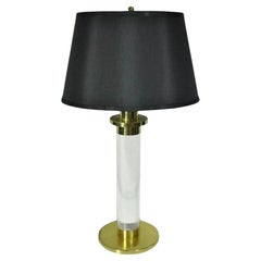 Vintage Frederick Cooper Lucite and Brass Column Table Lamp after Karl Springer