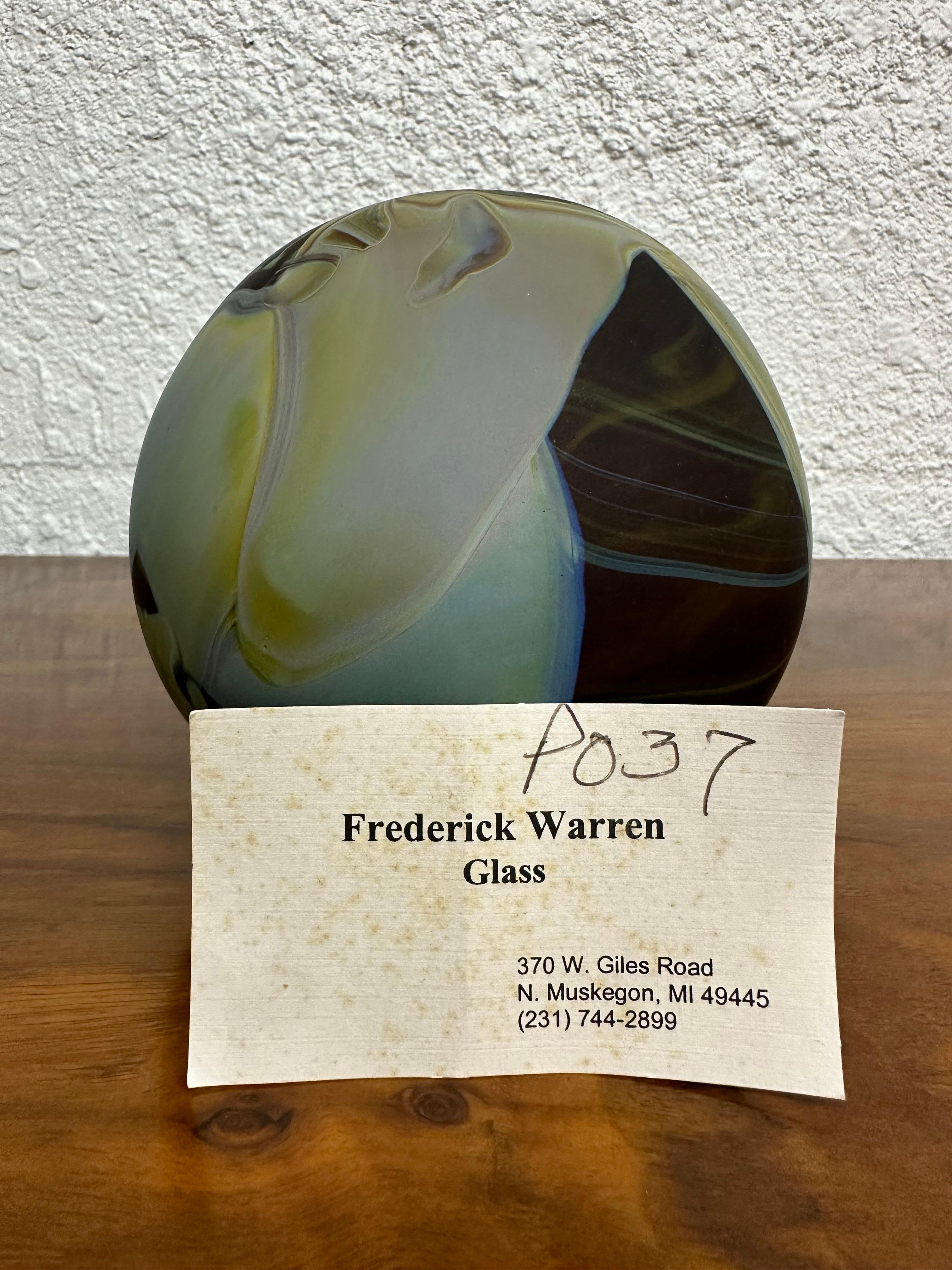 Frederick Warren Satin Studio Art Glass Ball Vase 4