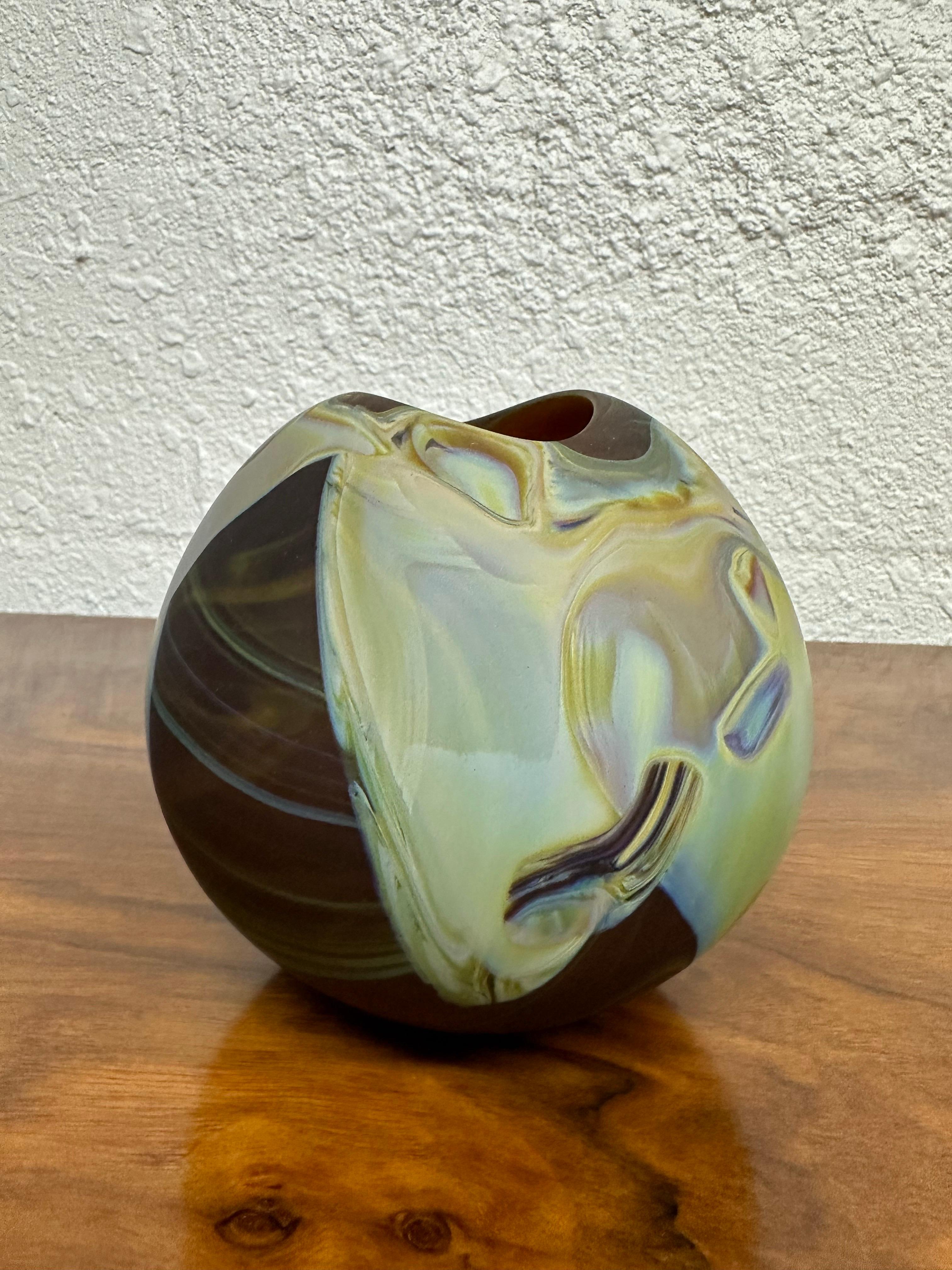 Modern Frederick Warren Satin Studio Art Glass Ball Vase
