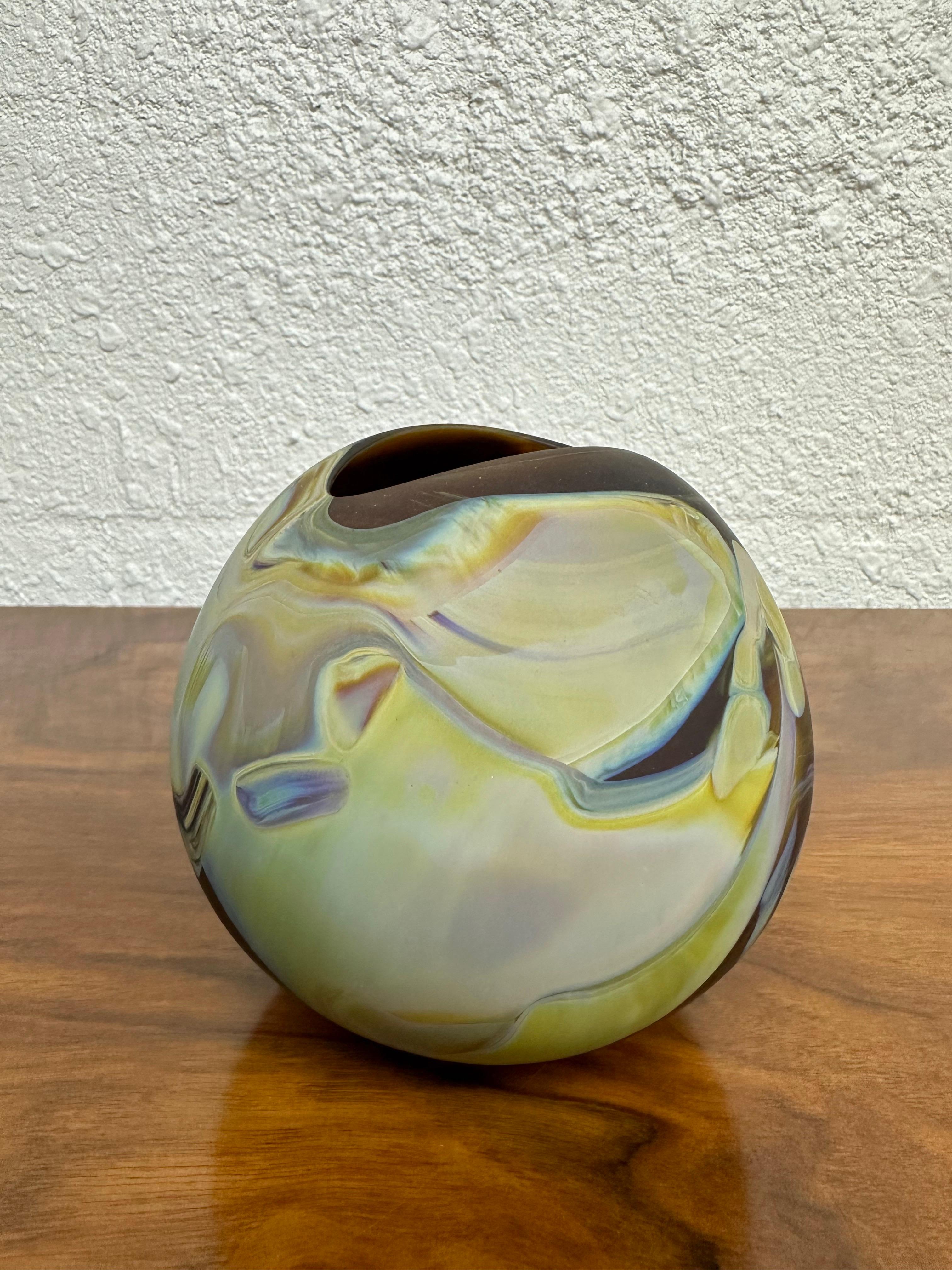 American Frederick Warren Satin Studio Art Glass Ball Vase