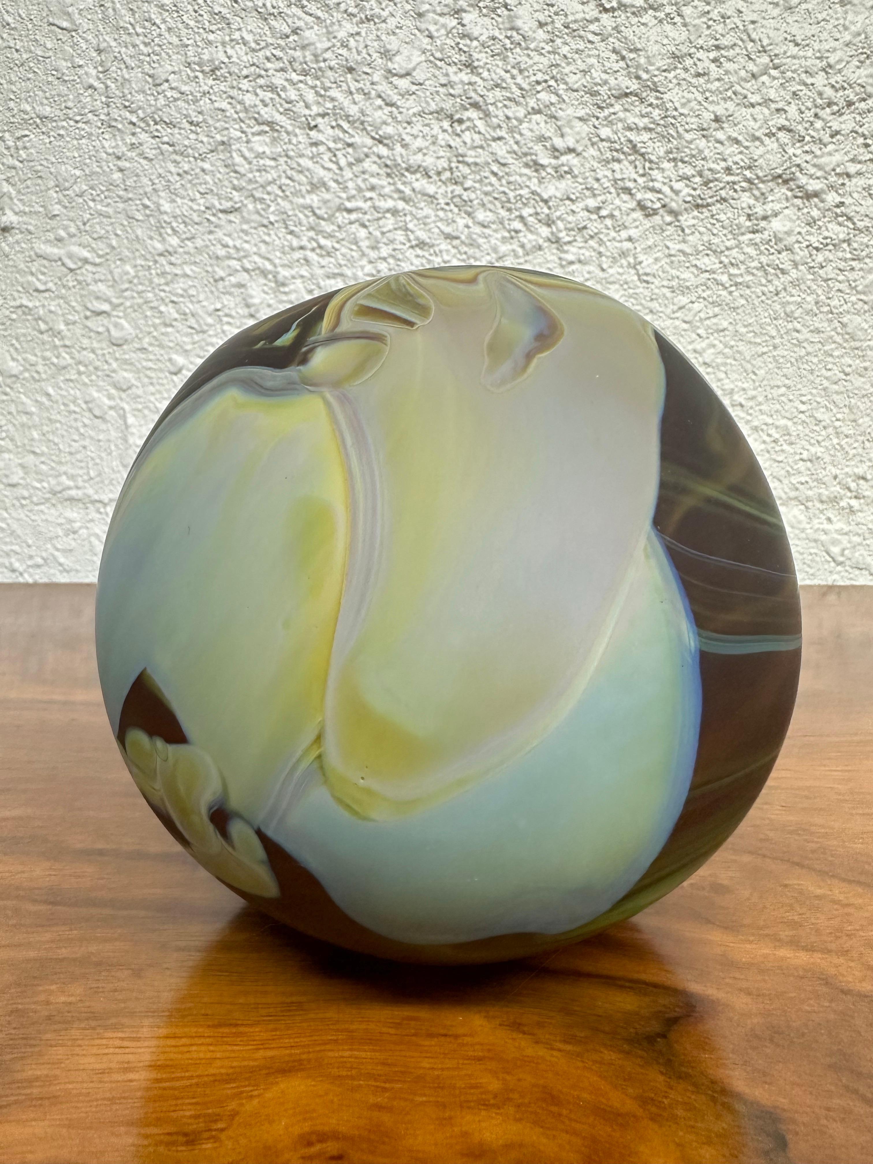 Frederick Warren Satin Studio Art Glass Ball Vase In Good Condition In Lutz, FL