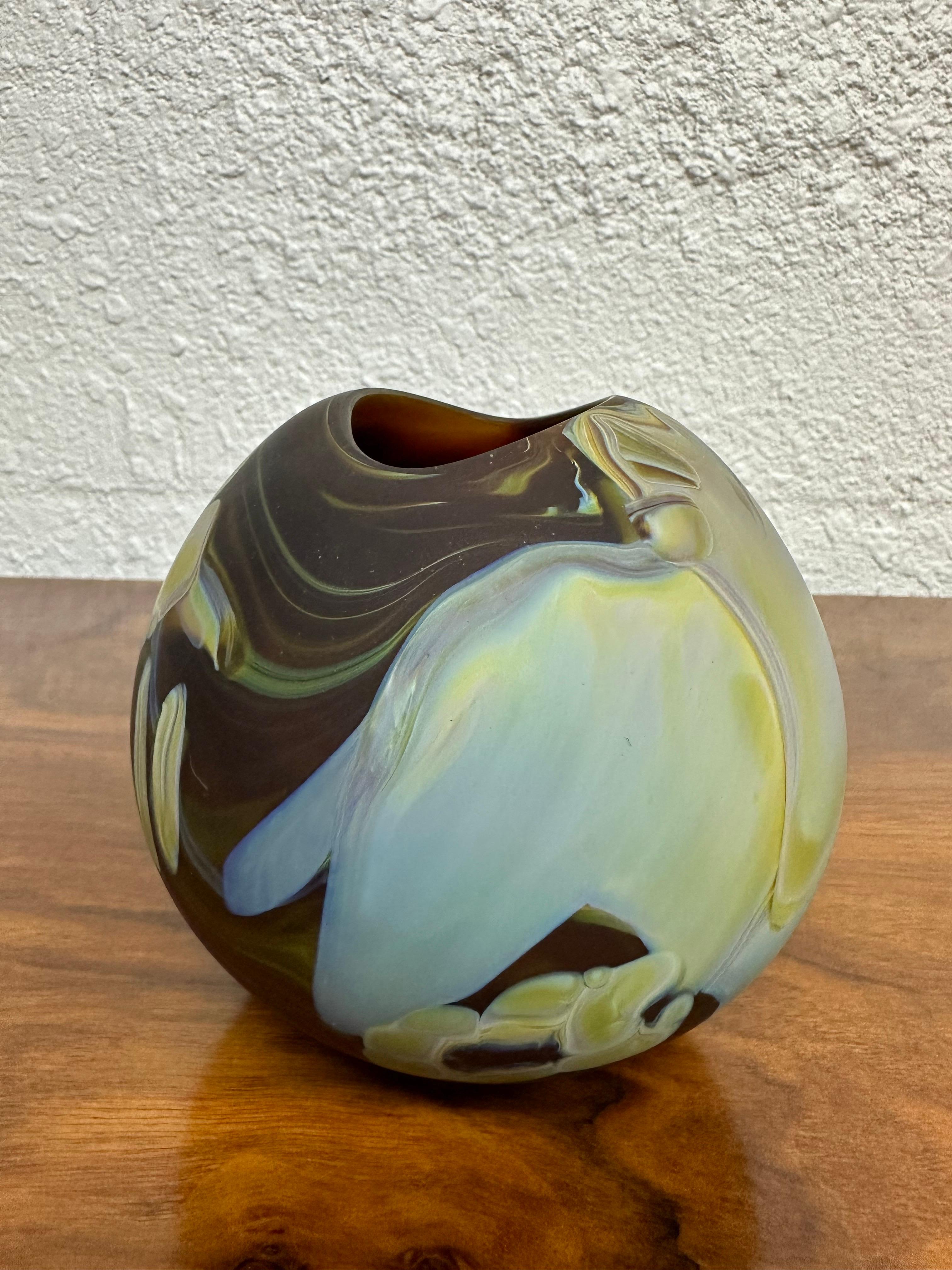 Contemporary Frederick Warren Satin Studio Art Glass Ball Vase
