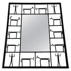 Vintage Frederick Weinberg Style Wrought Iron Brutalist Wall Mirror