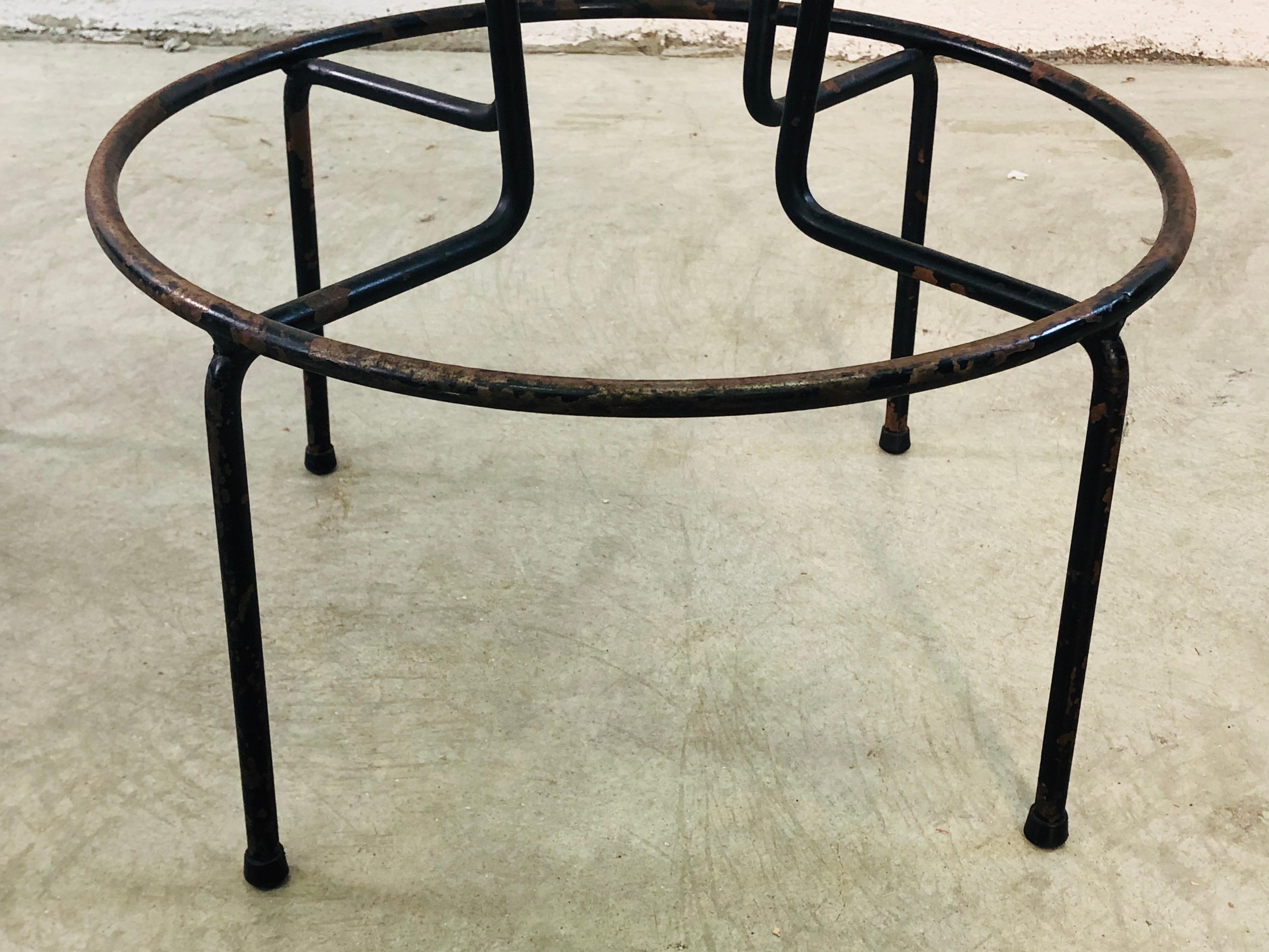 Mid-Century Modern Vintage Frederick Weinberg Wrought Iron Bar Stools, Pair For Sale