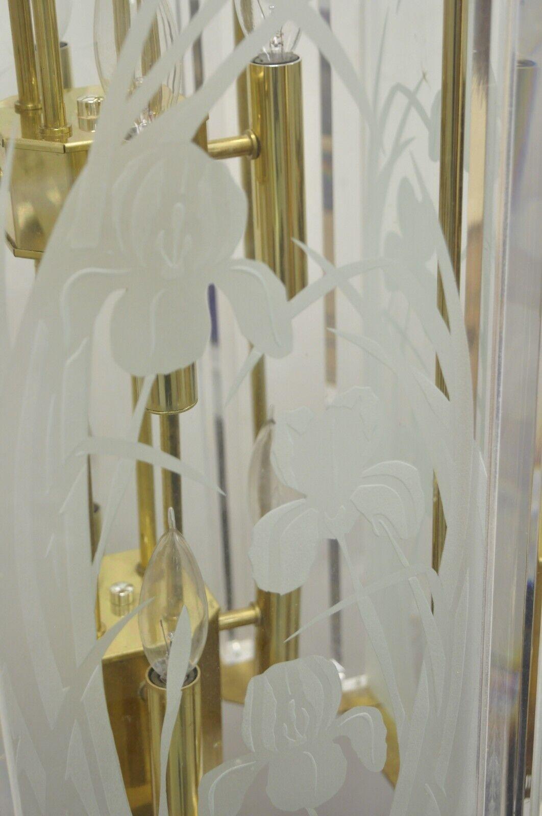 Vintage Fredrick Ramond Brass Lucite Glass Pendant Light Chandelier For Sale 7