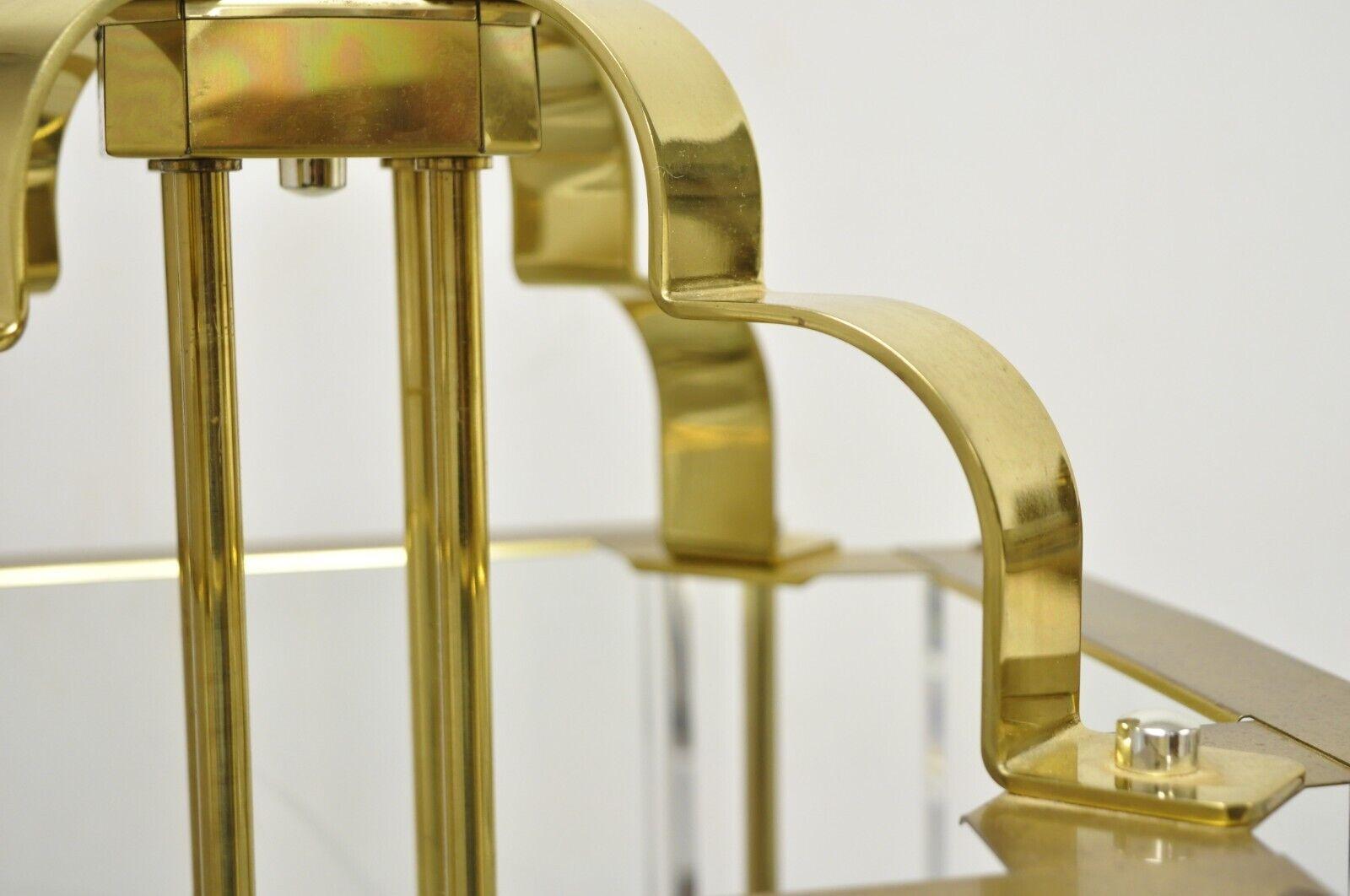 Vintage Fredrick Ramond Brass Lucite Glass Pendant Light Chandelier For Sale 2