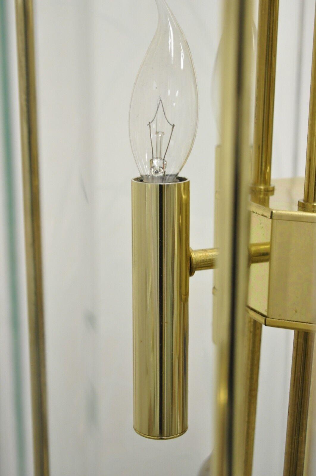 Vintage Fredrick Ramond Brass Lucite Glass Pendant Light Chandelier For Sale 4