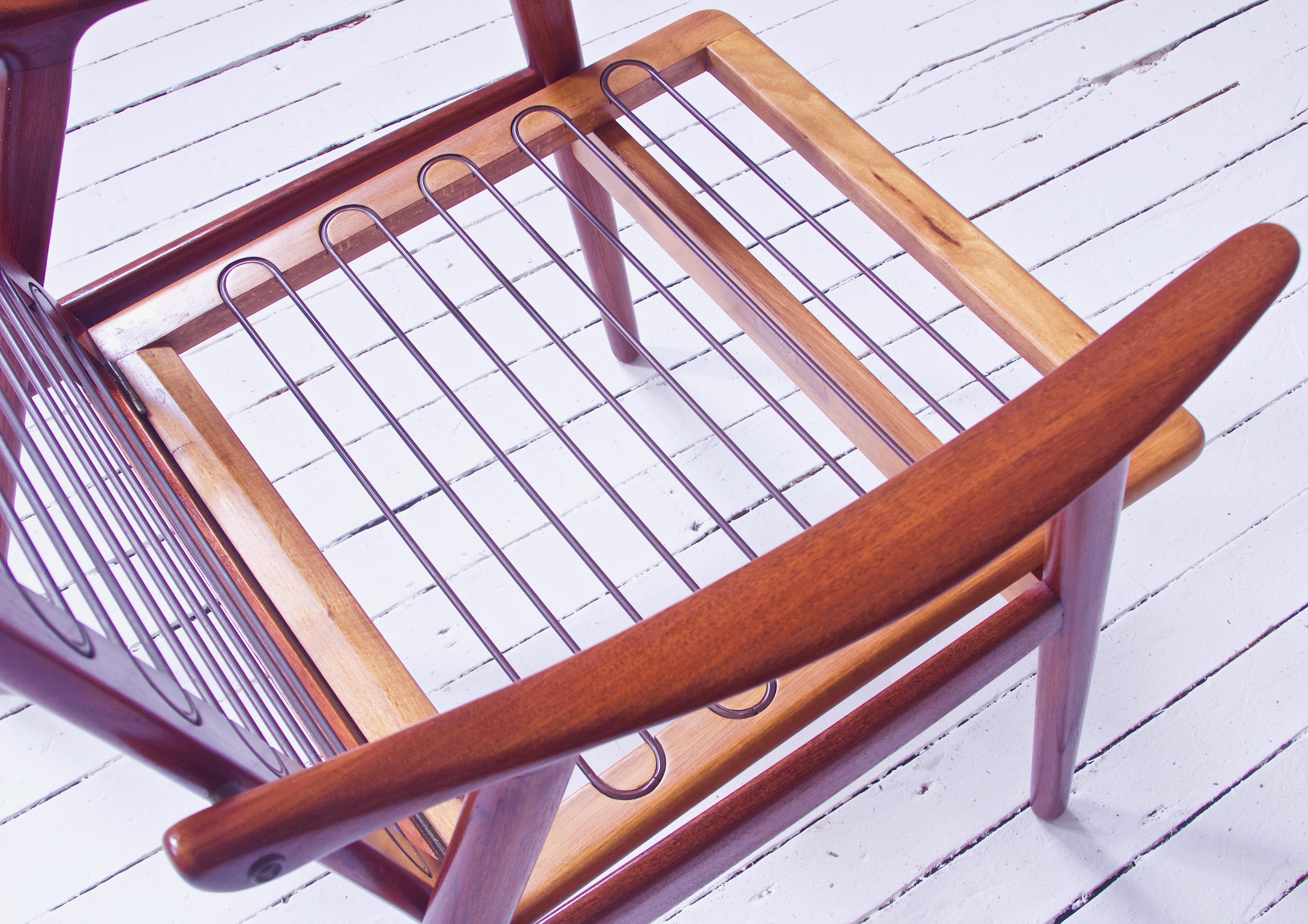 e fauteuil vintage Fredrik A. Kayser en teck, cuir et laiton n° 563, Norvège, années 1950 en vente 4