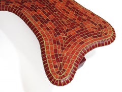 Vintage Freeform Red Mosaic Tile Coffee Table