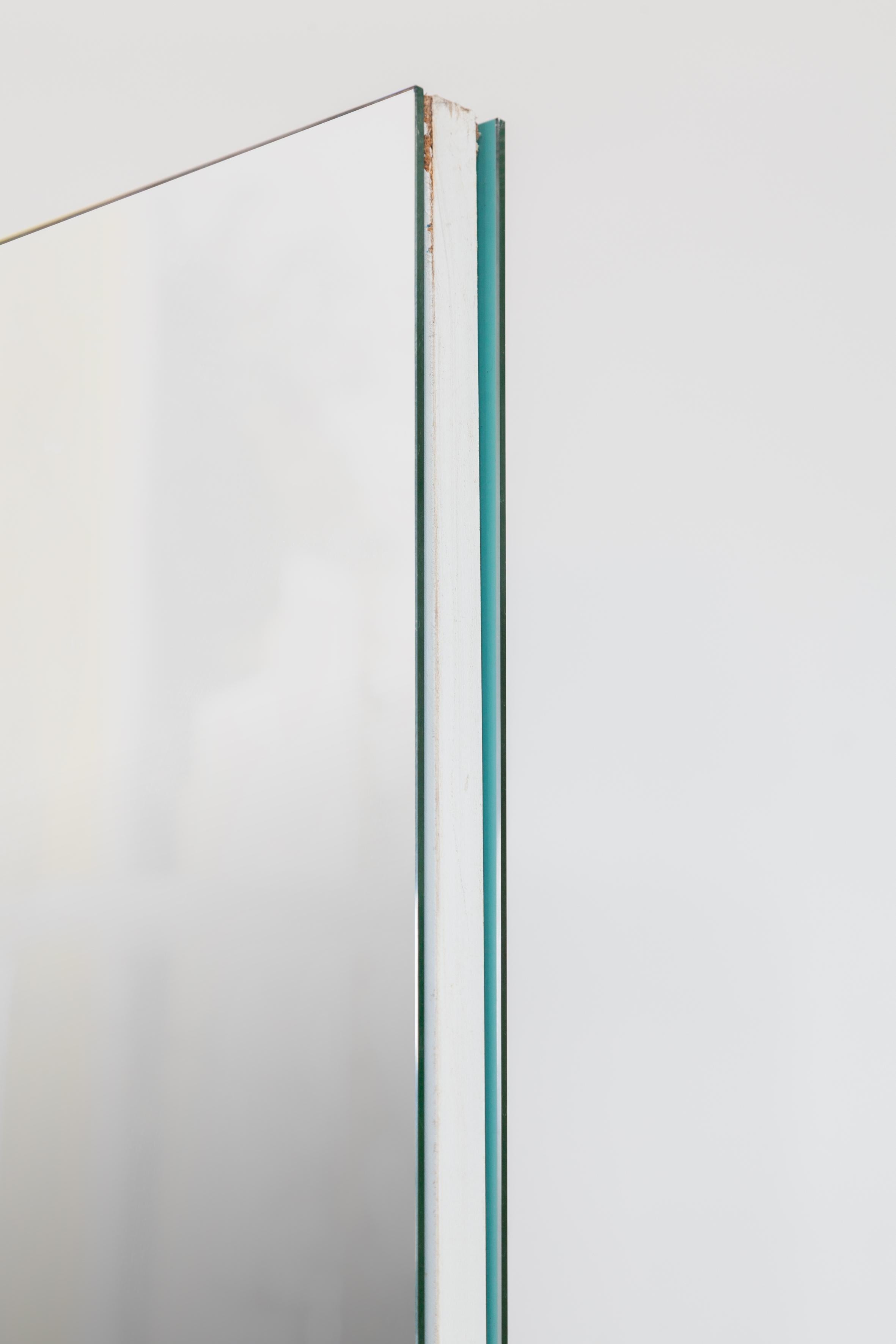 Mid-Century Modern Vintage Free Standing Full Length Mirror Chrome Frame & Casters