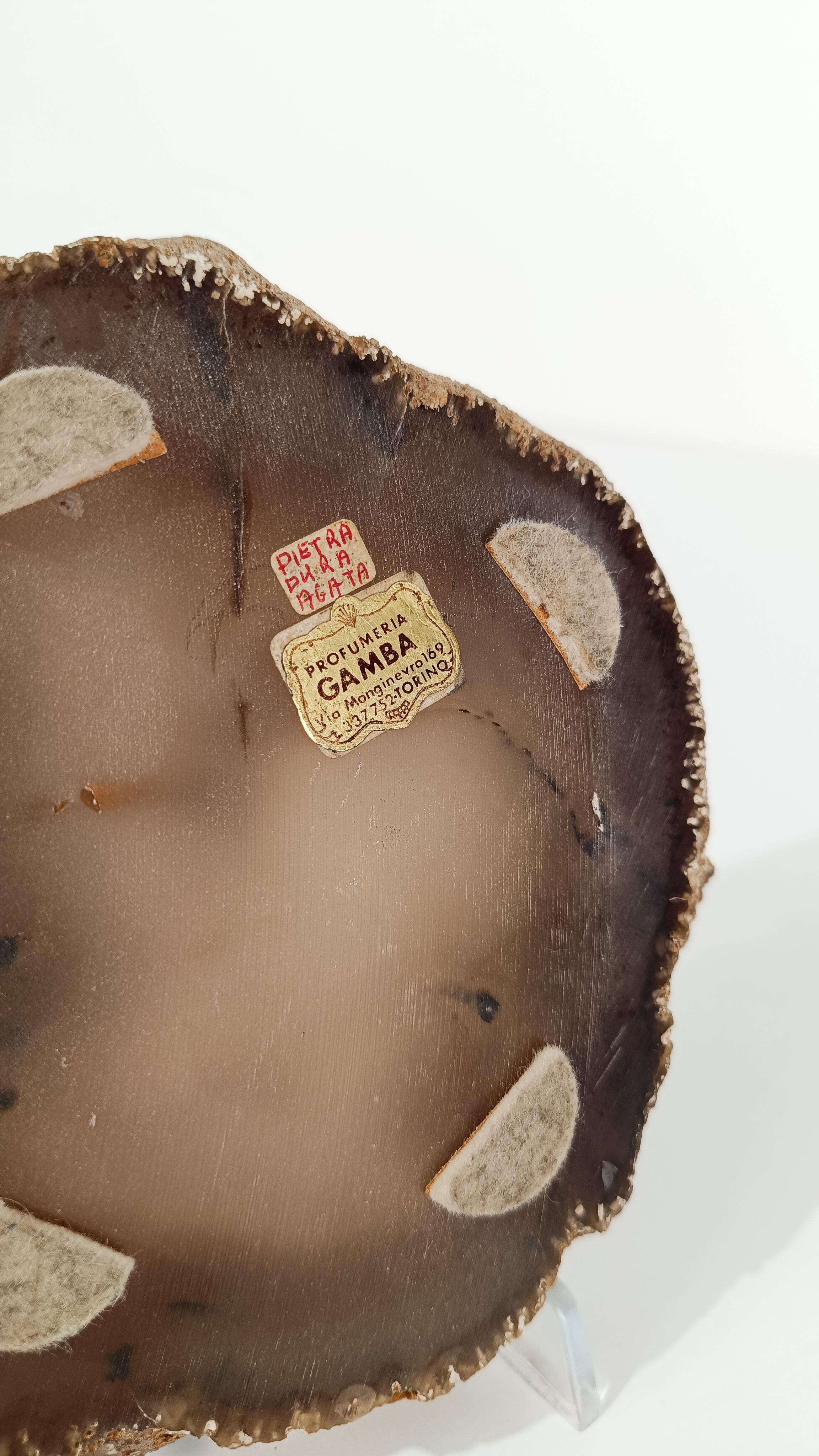 Vintage Freeform Ashtray in Natural Carved Agate with Organic Rough Edges For Sale 3