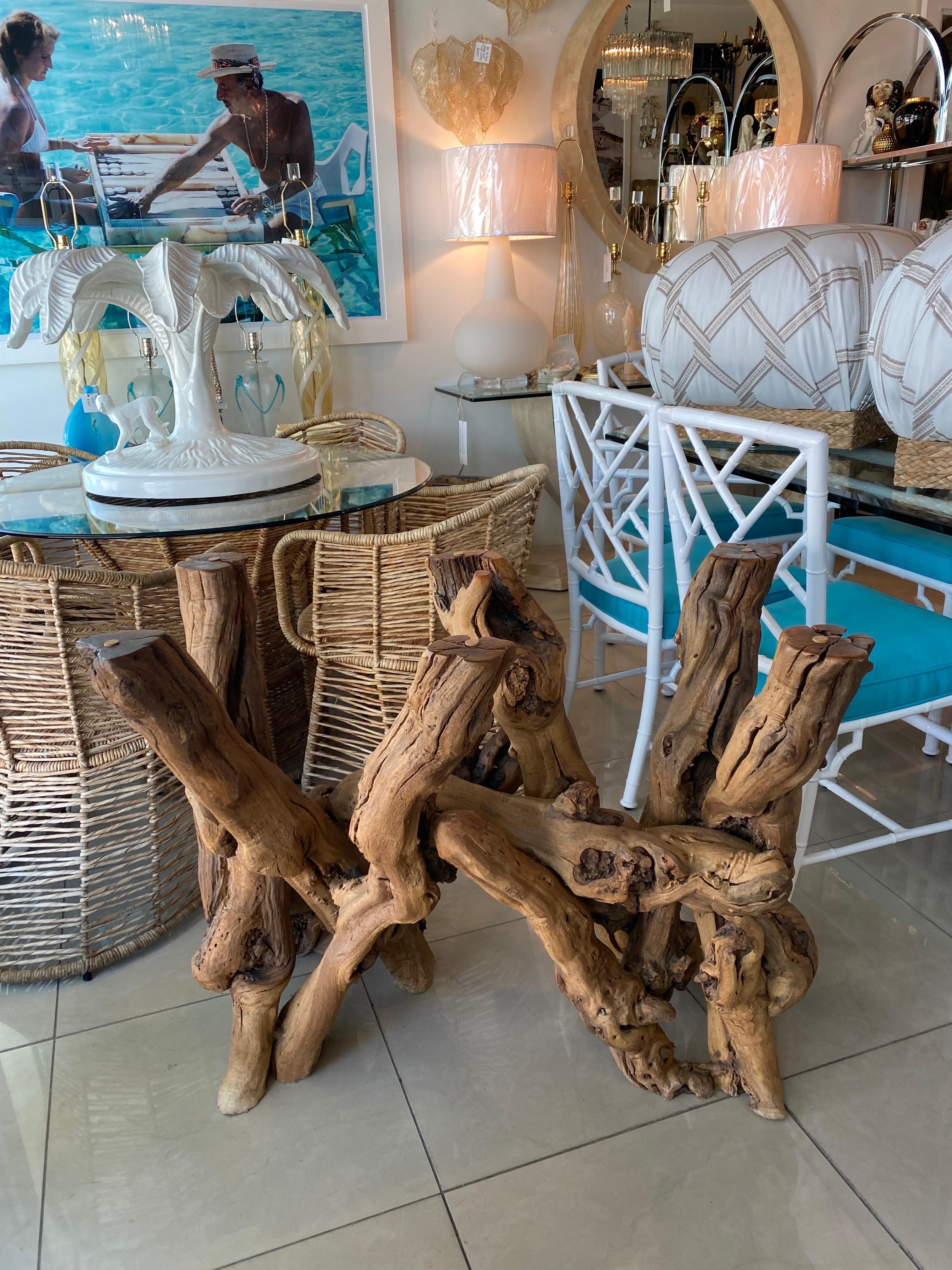American Vintage Freeform Cypress Burl Wood Driftwood Root Dining Table Base
