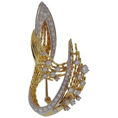 Vintage Freeform Diamond Set Brooch