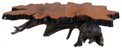 Vintage Freeform Live Edge Lacquered Burl Wood Slab Coffee Cocktail Table 49"