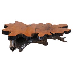 Vintage Freeform Live Edge Lacquered Burl Wood Slab Coffee Cocktail Table 49"" (en anglais)