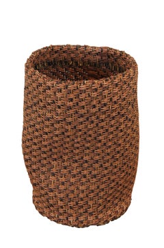 Vintage Freeform Soft Woven Wicker Rattan Waste Basket Storage Bin 16"