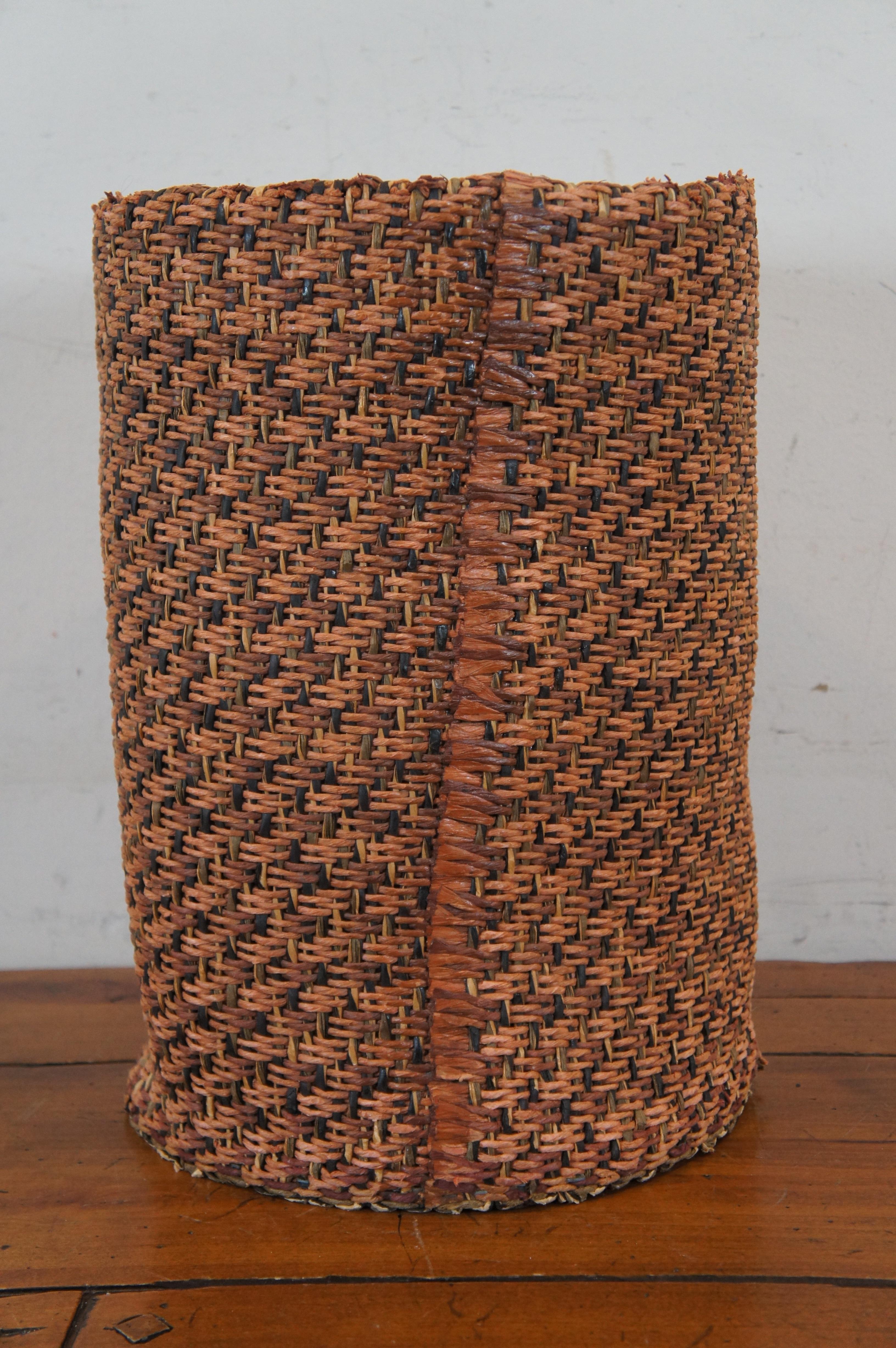 Rustic Vintage Freeform Soft Woven Wicker Rattan Waste Basket Storage Bin 16