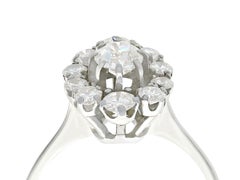Vintage French 1 Carat Diamond and White Gold Cluster Ring, circa 1970