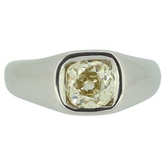 Vintage French 1.03 Carat Old Cushion Cut Diamond Ring