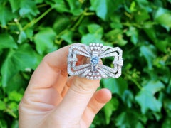 Vintage French 1.05 Carat Aquamarine and 4.38 Carat Diamond and Platinum Brooch