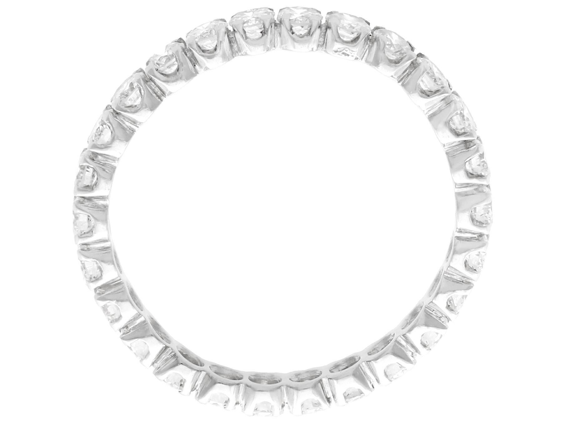 Round Cut Vintage French 1.10 Carat Diamond and White Gold Full Eternity Ring circa 1970 For Sale