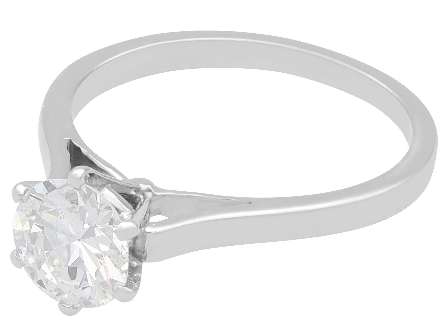 Round Cut Vintage French 1.13 Carat Diamond Solitaire Engagement Ring in White Gold For Sale