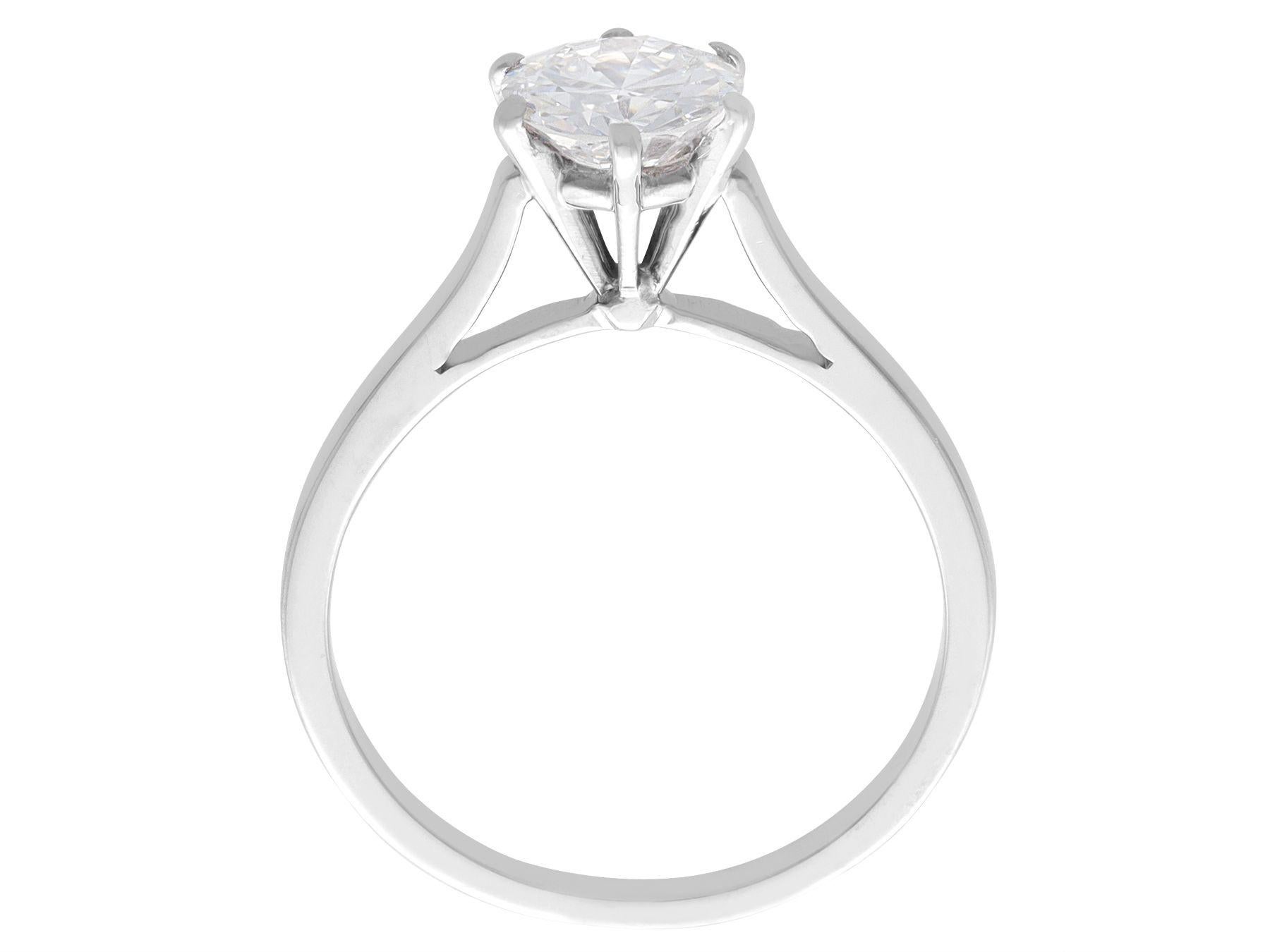 Women's or Men's Vintage French 1.13 Carat Diamond Solitaire Engagement Ring in White Gold For Sale