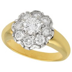 Vintage French 1.15 Carat Diamond and Yellow Gold Cluster Ring