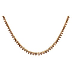 Vintage French 11.7 Carat Fancy Brown Diamond 18K Yellow Gold Riviera Necklace