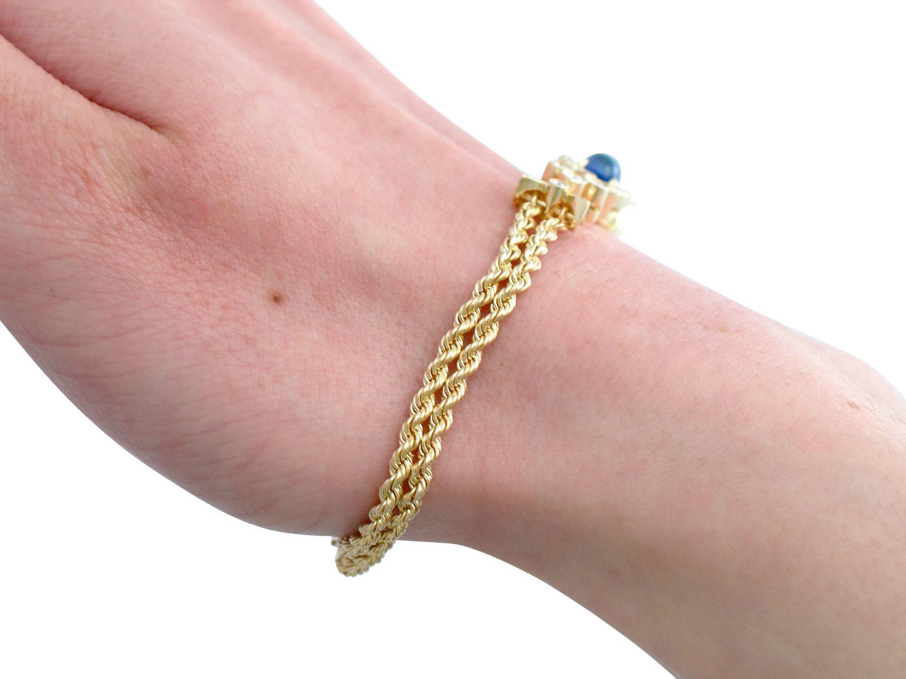 Vintage French 1.30ct Sapphire and Diamond Yellow Gold Bracelet, circa 1940 For Sale 4