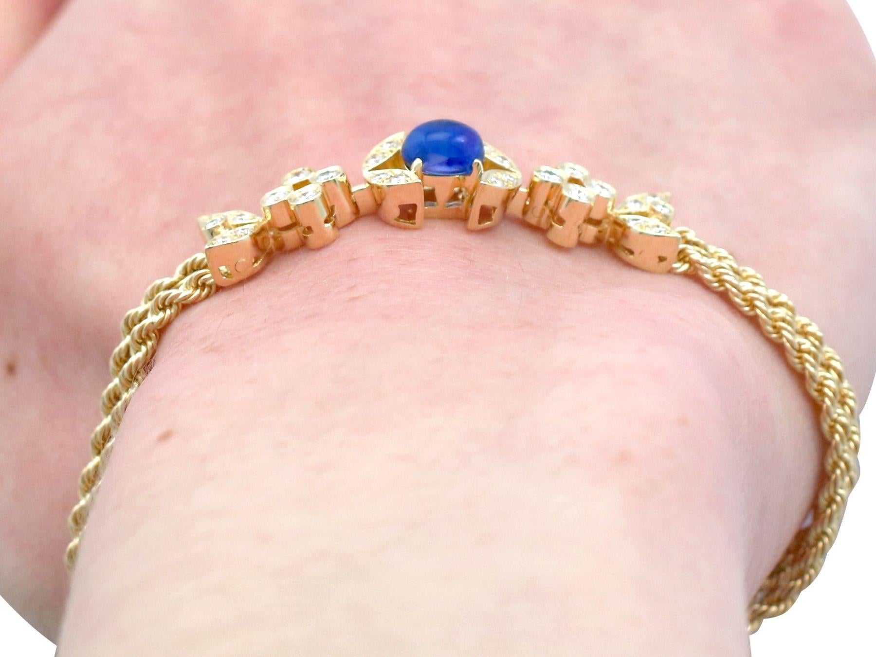 Vintage French 1.30ct Sapphire and Diamond Yellow Gold Bracelet, circa 1940 For Sale 5