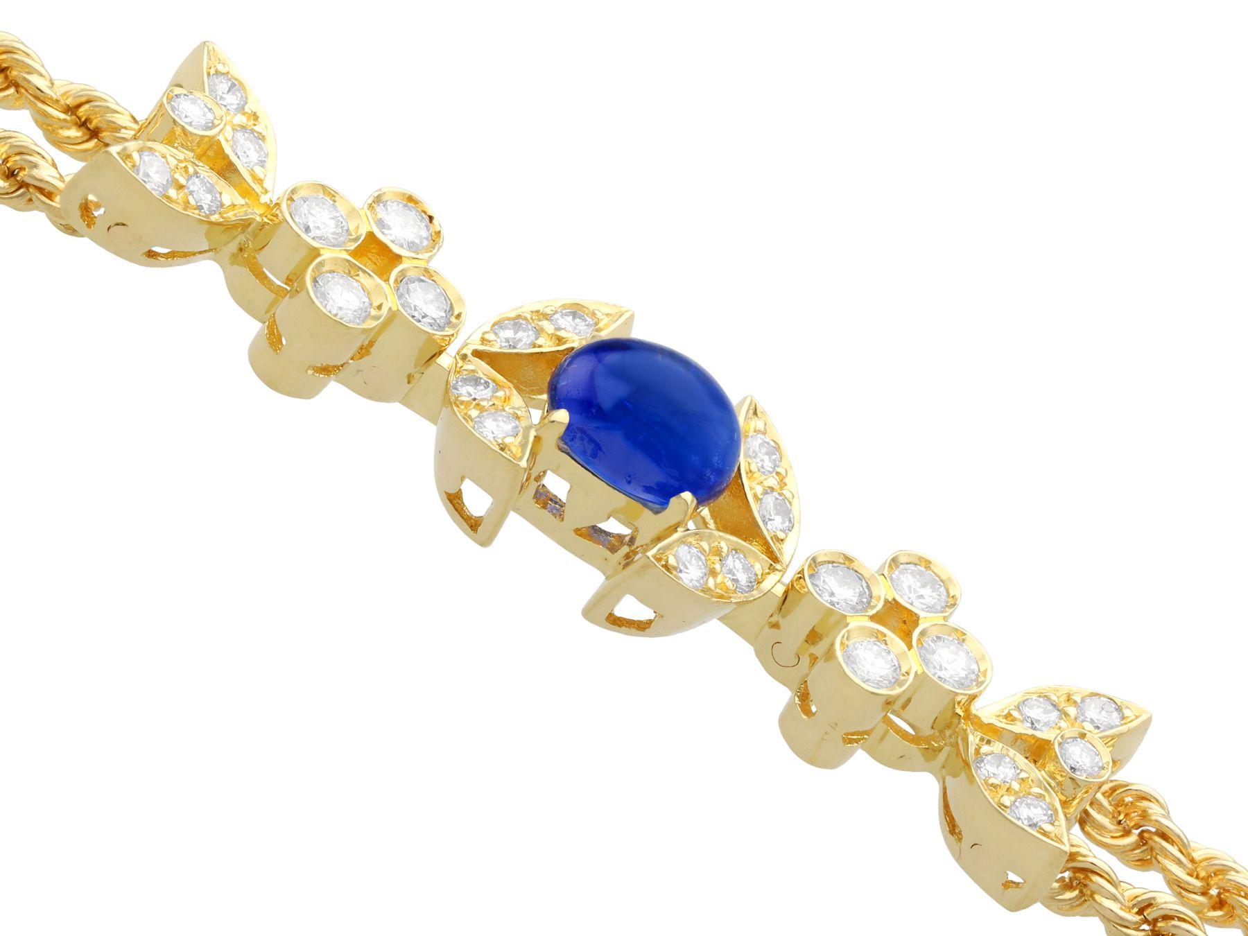 Vintage French 1.30ct Sapphire and Diamond Yellow Gold Bracelet, circa 1940 In Excellent Condition For Sale In Jesmond, Newcastle Upon Tyne