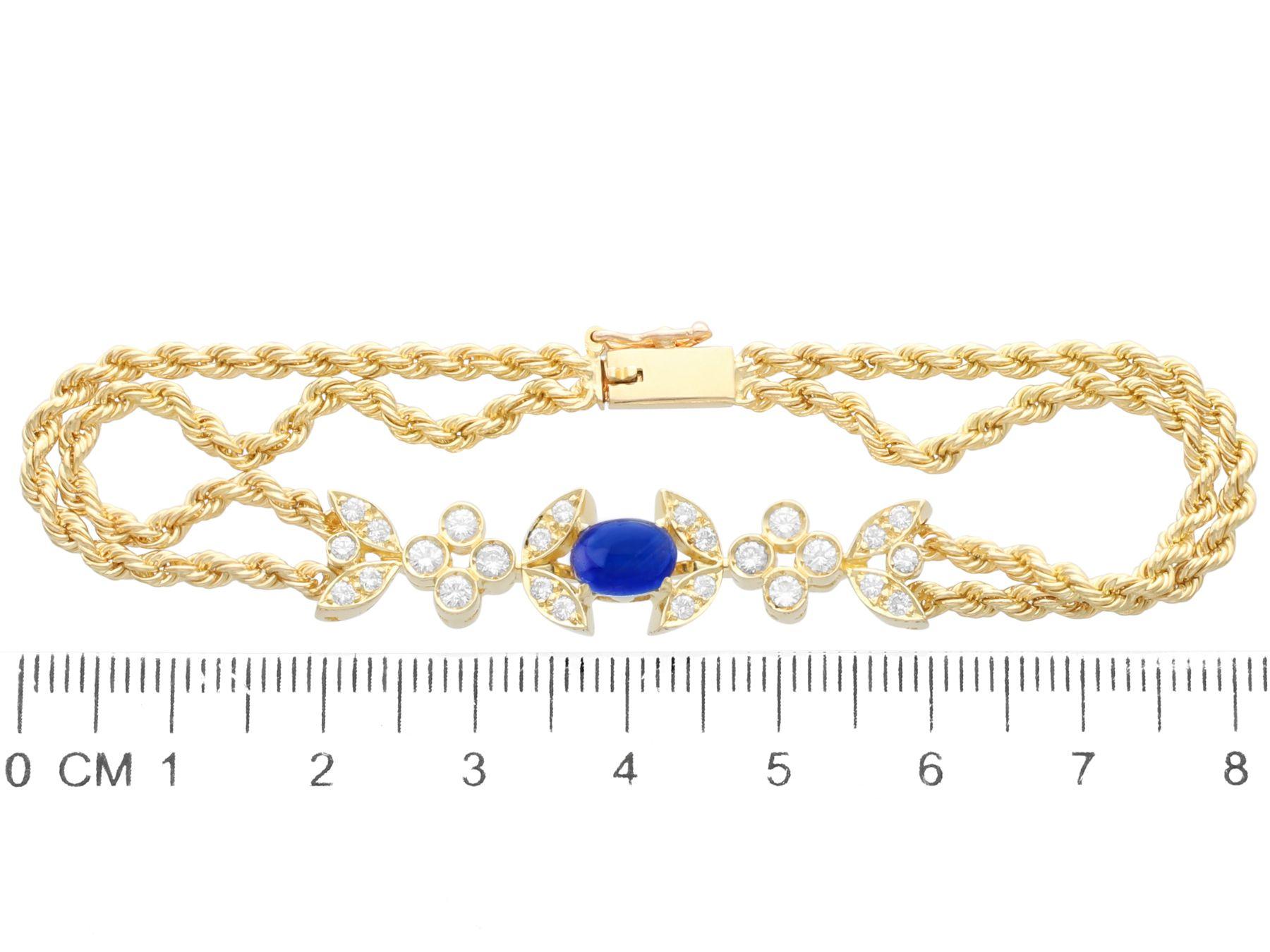 Vintage French 1.30ct Sapphire and Diamond Yellow Gold Bracelet, circa 1940 For Sale 1