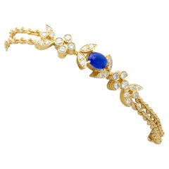 Vintage French 1.30Ct Sapphire and Diamond Yellow Gold Bracelet Circa 1940