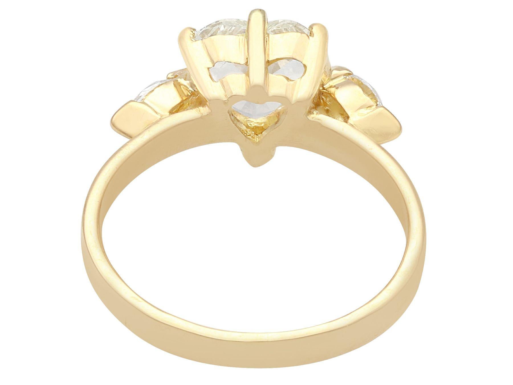 Heart Cut Vintage French 1.32 Carat Diamond and Yellow Gold Engagement Ring For Sale
