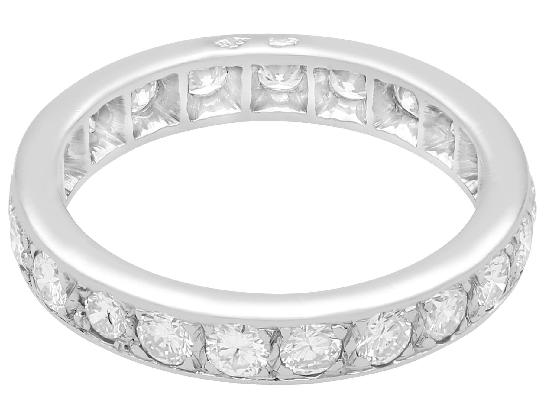 Round Cut Vintage French 1.48 Carat Diamond and 18k White Gold Full Eternity Ring For Sale