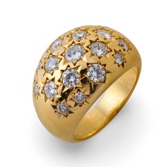 Vintage French 1.50 carat diamond 18k yellow gold ring