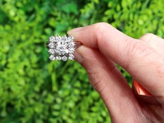 Vintage French 1.51 Carat Diamond and 18k White Gold Cluster Ring