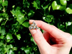 Vintage French 1.56 Carat Diamond and Yellow Gold Triangular Earrings