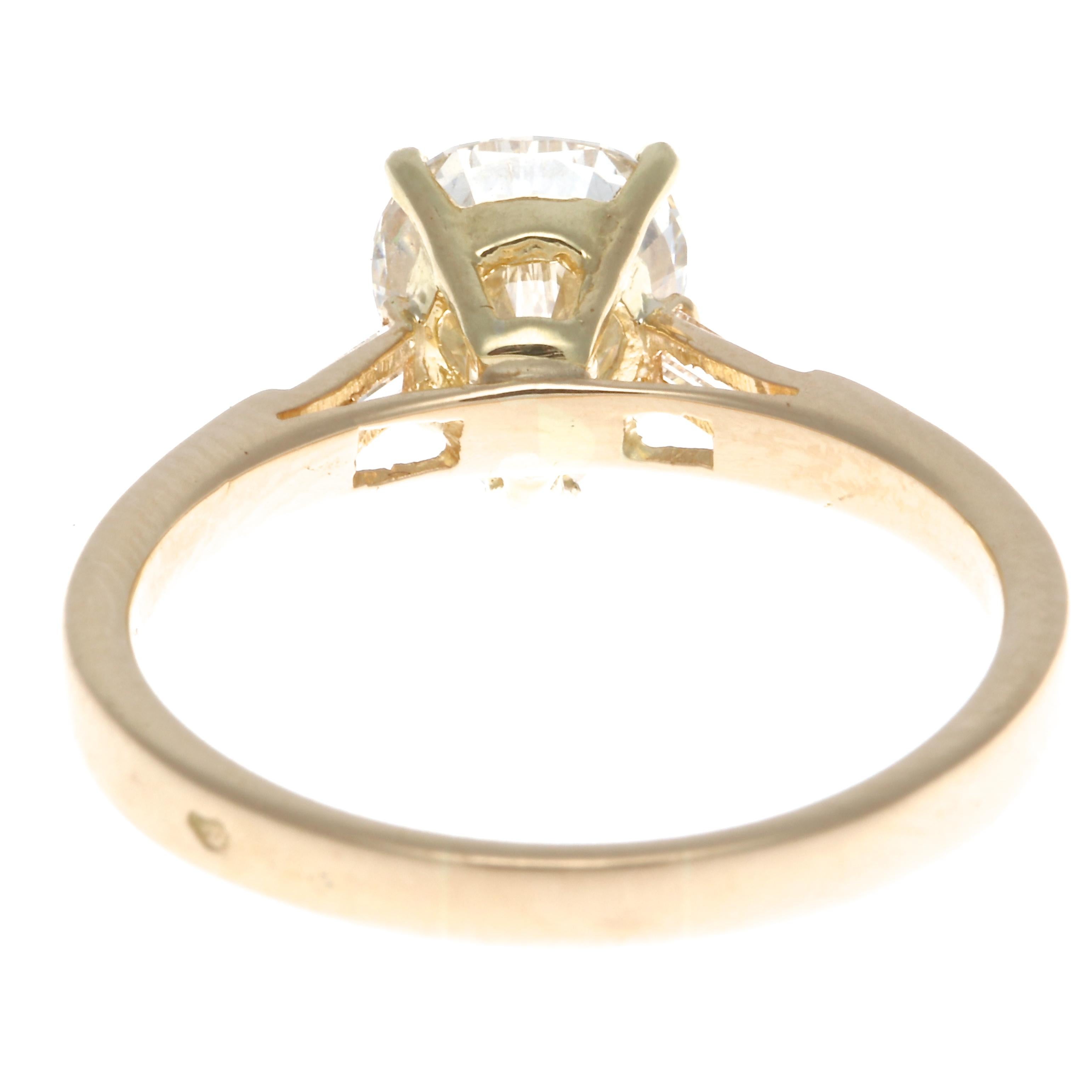 Vintage French 1.59 Carat Pear Shape Light Brown Diamond 18 Karat Gold Ring 1
