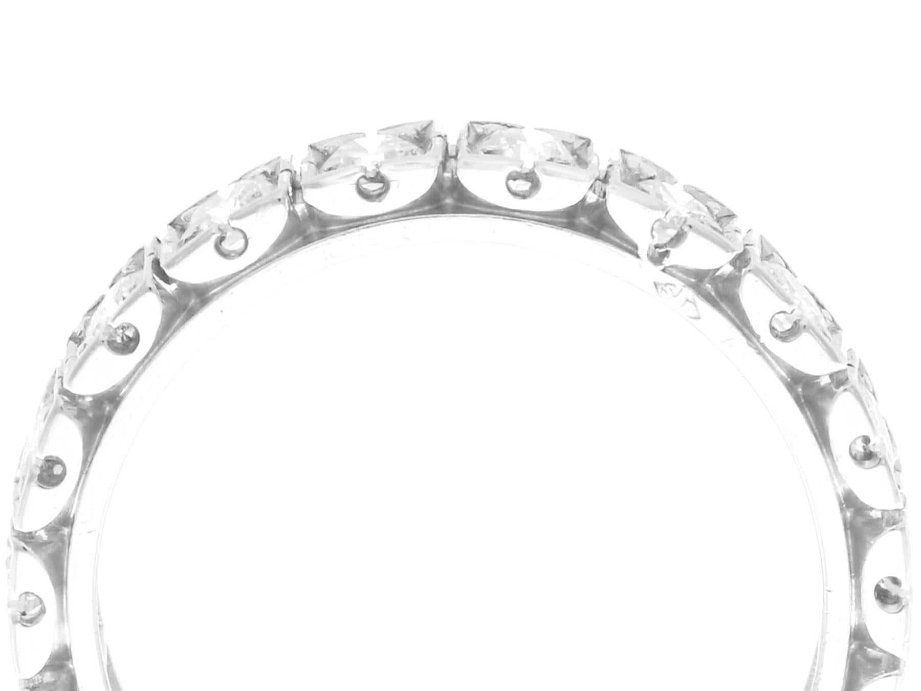 A fine and impressive vintage French 1.62 carat diamond and 18 karat white gold full eternity ring; a part of our diverse collection of vintage jewelry and estate jewelry.

This fine and impressive vintage eternity ring has been crafted in 18k white