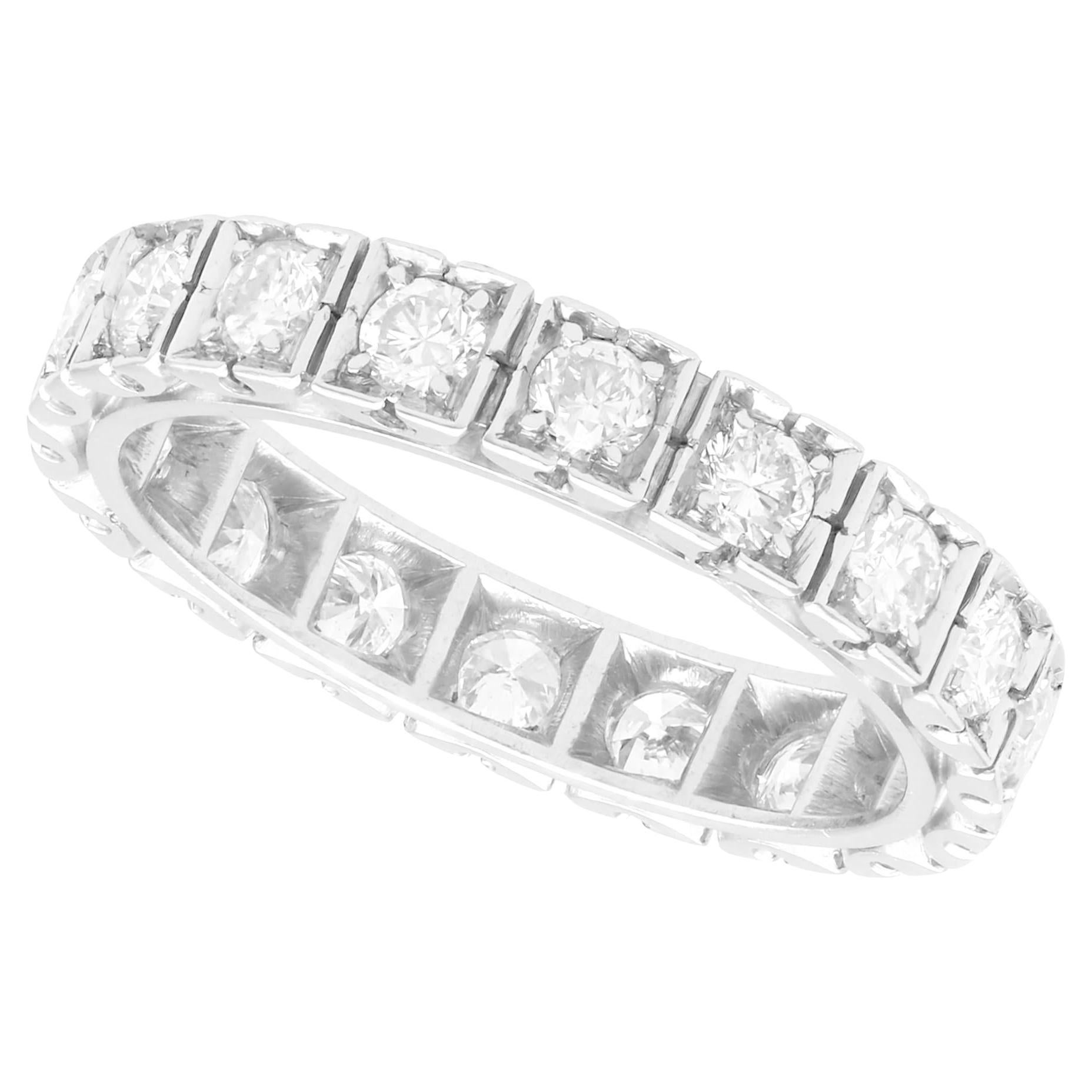 Vintage French 1.62 Carat Diamond and White Gold Full Eternity Ring For Sale