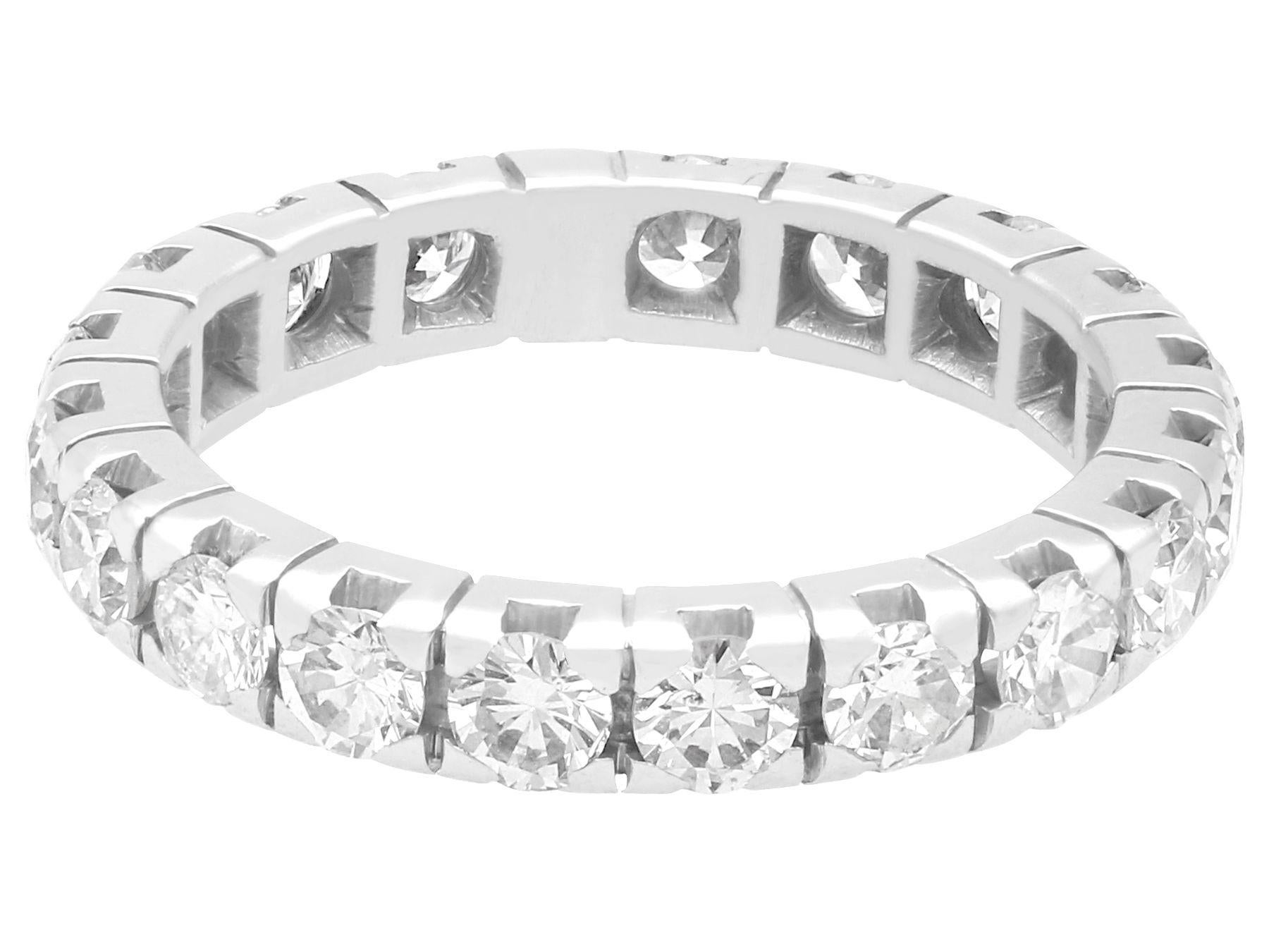 A stunning, fine and impressive vintage French 1.62 carat diamond and 18 karat white gold full eternity ring; part of our diverse diamond jewelry and estate jewelry collections

This stunning, fine and impressive diamond eternity ring has been