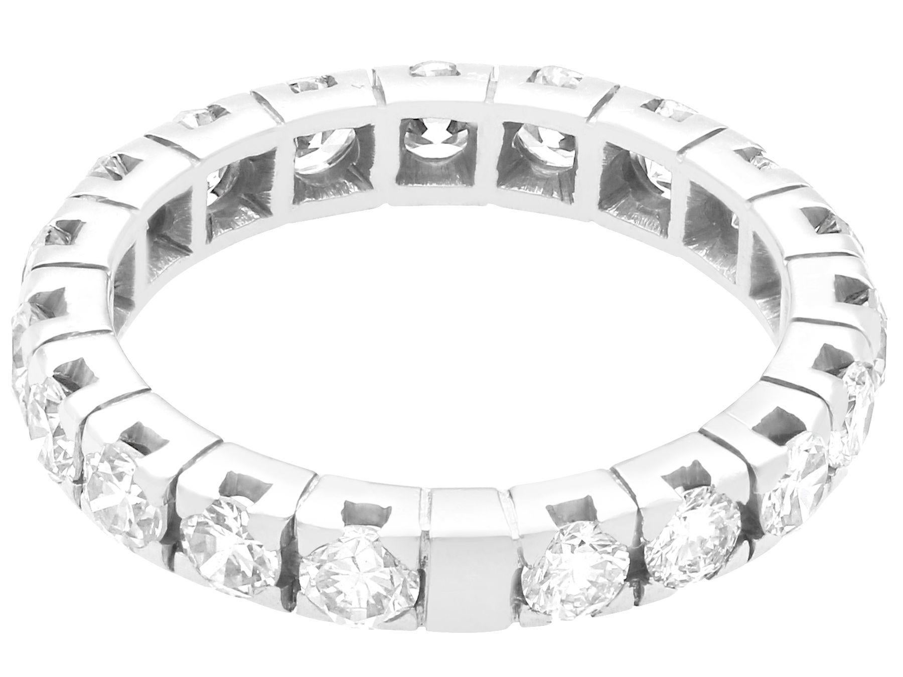 Round Cut Vintage French 1.62Ct Diamond and White Gold Eternity Ring For Sale