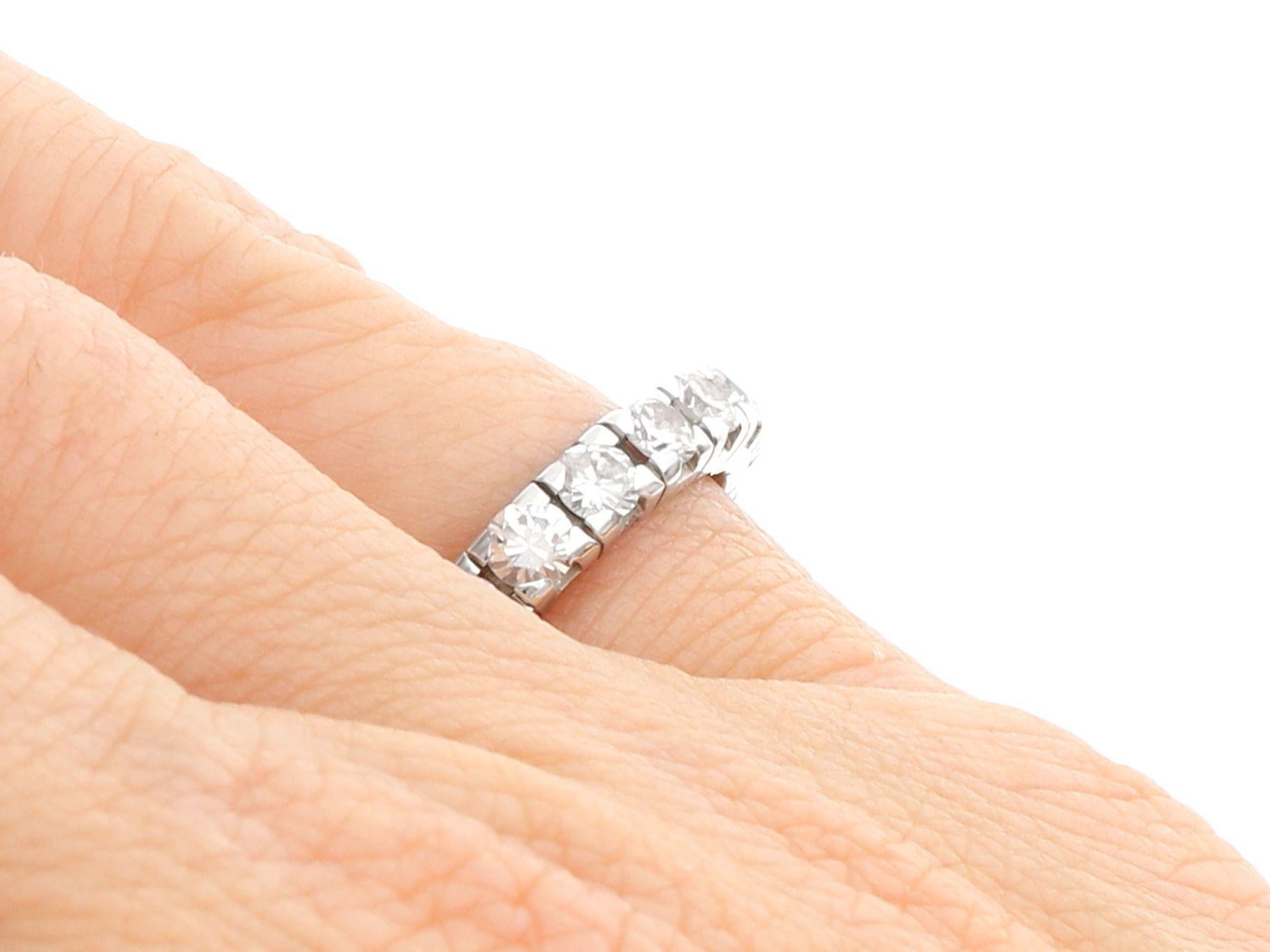Vintage French 1.62Ct Diamond and White Gold Eternity Ring For Sale 2