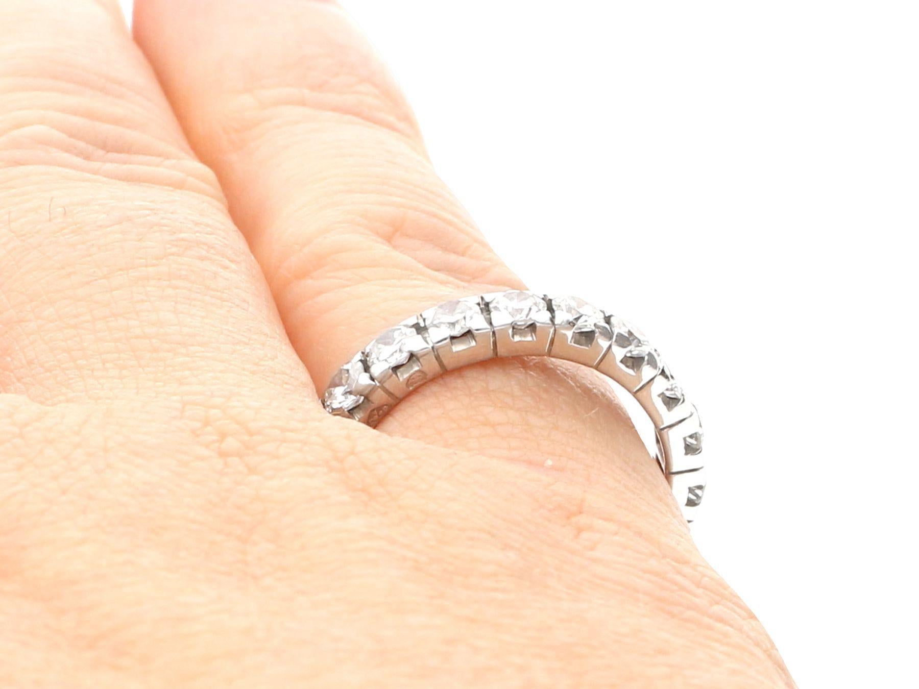 Vintage French 1.62Ct Diamond and White Gold Eternity Ring For Sale 3