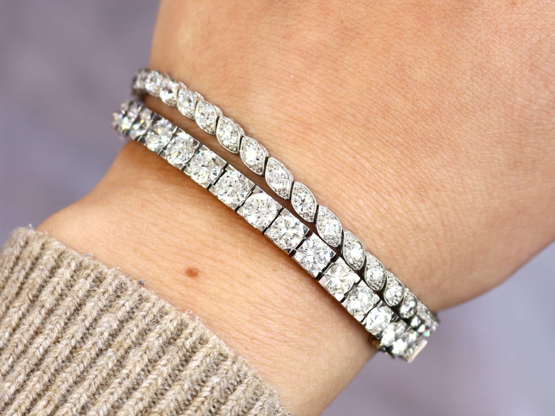 Round Cut Vintage French 16.75Ct Diamond and Platinum Bracelet Circa 1950 For Sale